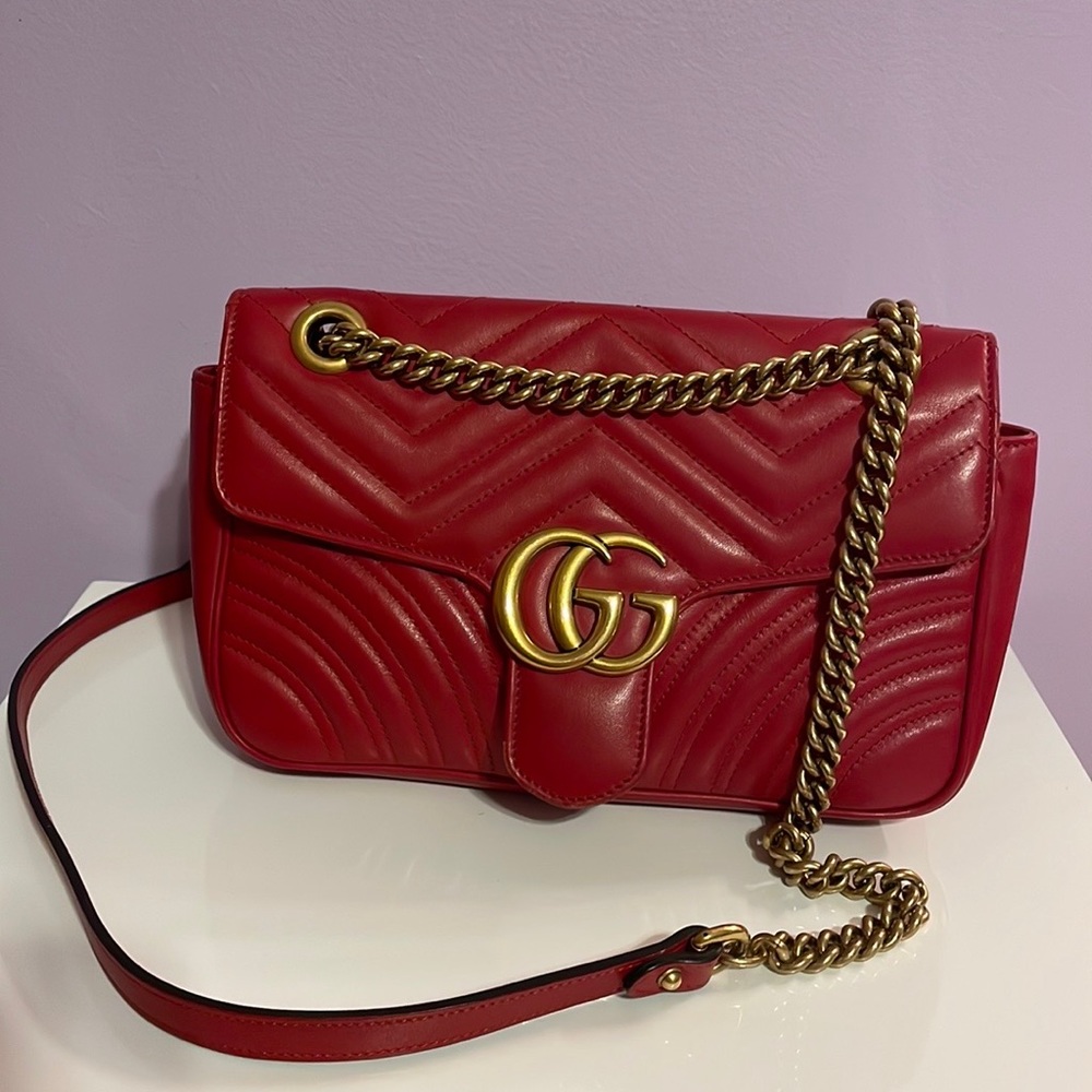 Red GG Marmont small shoulder bag